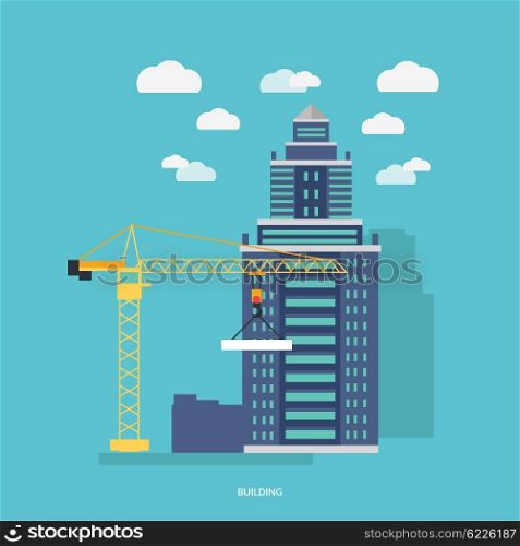 Building process. Success engineer. Building process flow, construction process, engineering technology, construction building, business building, work process vector illustration