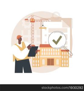Building regulations abstract concept vector illustration. Building control, constructor services, submit application form, construction site, legal document, safety policy abstract metaphor.. Building regulations abstract concept vector illustration.
