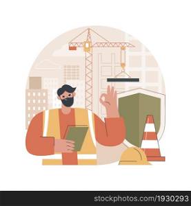 Building safety abstract concept vector illustration. Construction site, building equipment, personal safety, contractor business, worker health, protection helmet, engineering abstract metaphor.. Building safety abstract concept vector illustration.