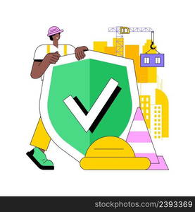 Building safety abstract concept vector illustration. Construction site, building equipment, personal safety, contractor business, worker health, protection helmet, engineering abstract metaphor.. Building safety abstract concept vector illustration.