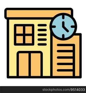Building self isolation icon outline vector. Home prevention. Work stay color flat. Building self isolation icon vector flat