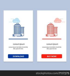 Building, Skyscraper, Office, Top Blue and Red Download and Buy Now web Widget Card Template