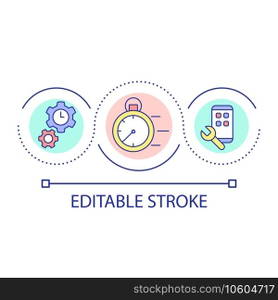 Building software time limit loop concept icon. Programming and development. Choosing language abstract idea thin line illustration. Isolated outline drawing. Editable stroke. Arial font used. Building software time limit loop concept icon