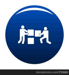 Building teamwork icon. Simple illustration of building teamwork vector icon for any design blue. Building teamwork icon vector blue