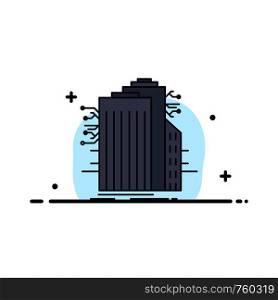 Building, Technology, Smart City, Connected, internet Flat Color Icon Vector