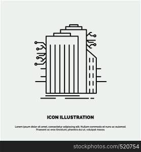 Building, Technology, Smart City, Connected, internet Icon. Line vector gray symbol for UI and UX, website or mobile application. Vector EPS10 Abstract Template background