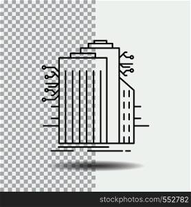 Building, Technology, Smart City, Connected, internet Line Icon on Transparent Background. Black Icon Vector Illustration. Vector EPS10 Abstract Template background