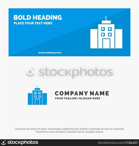 Building, User, Office, Interface SOlid Icon Website Banner and Business Logo Template