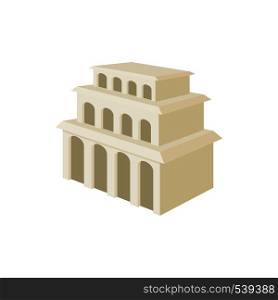Building with arches and high windows icon in cartoon style on a white background. Building with arches and high windows icon