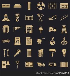 Building work icons set. Simple style of 36 building work vector icons for web for any design. Building work icons set, simple style