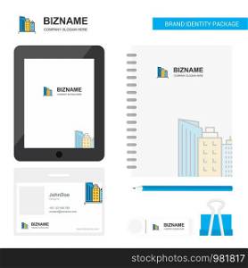 Buildings Business Logo, Tab App, Diary PVC Employee Card and USB Brand Stationary Package Design Vector Template