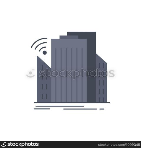 Buildings, city, sensor, smart, urban Flat Color Icon Vector