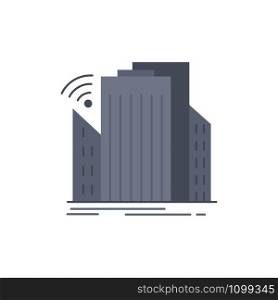 Buildings, city, sensor, smart, urban Flat Color Icon Vector