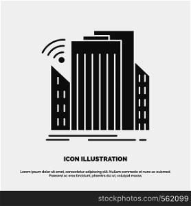 Buildings, city, sensor, smart, urban Icon. glyph vector gray symbol for UI and UX, website or mobile application. Vector EPS10 Abstract Template background