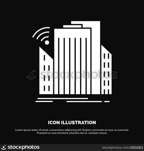 Buildings, city, sensor, smart, urban Icon. glyph vector symbol for UI and UX, website or mobile application. Vector EPS10 Abstract Template background