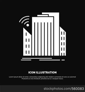 Buildings, city, sensor, smart, urban Icon. glyph vector symbol for UI and UX, website or mobile application. Vector EPS10 Abstract Template background