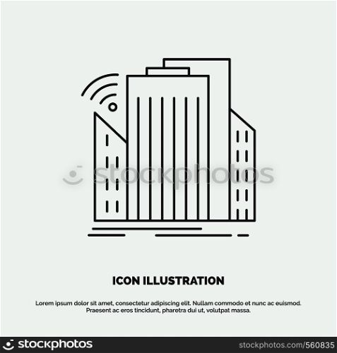 Buildings, city, sensor, smart, urban Icon. Line vector gray symbol for UI and UX, website or mobile application. Vector EPS10 Abstract Template background