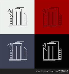 Buildings, city, sensor, smart, urban Icon Over Various Background. Line style design, designed for web and app. Eps 10 vector illustration. Vector EPS10 Abstract Template background