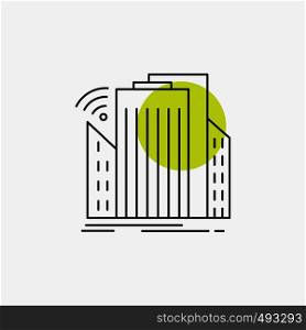 Buildings, city, sensor, smart, urban Line Icon. Vector EPS10 Abstract Template background
