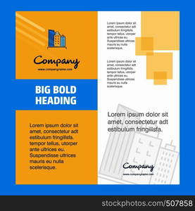 Buildings Company Brochure Title Page Design. Company profile, annual report, presentations, leaflet Vector Background