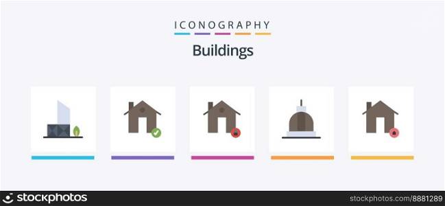 Buildings Flat 5 Icon Pack Including building. architecture. estate. protect. house. Creative Icons Design