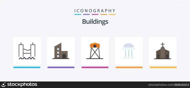 Buildings Flat 5 Icon Pack Including building. architecture. modern. war. hunt. Creative Icons Design
