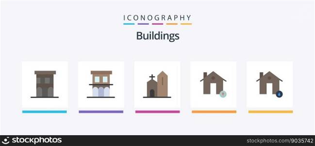 Buildings Flat 5 Icon Pack Including fire. buildings. historic. map. house. Creative Icons Design