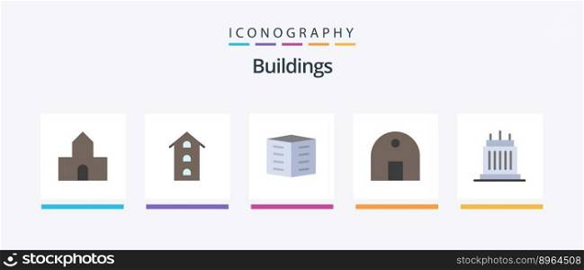 Buildings Flat 5 Icon Pack Including mosque. historical building. store. building. housing society. Creative Icons Design