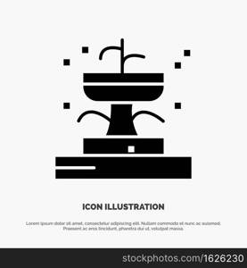 Buildings, Fountain, Garden, Park solid Glyph Icon vector