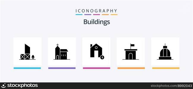 Buildings Glyph 5 Icon Pack Including flag. architecture. historic. estate. charge. Creative Icons Design