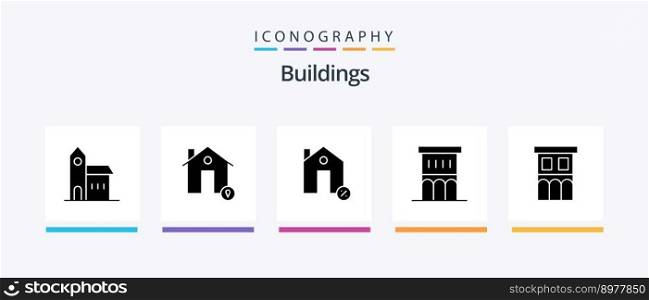 Buildings Glyph 5 Icon Pack Including house. architecture. location. percentage. estate. Creative Icons Design