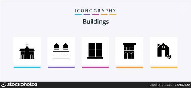 Buildings Glyph 5 Icon Pack Including house. architecture. real. home door. gate. Creative Icons Design
