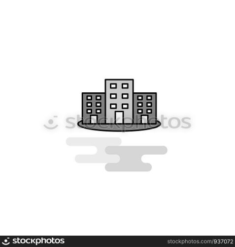 Buildings Web Icon. Flat Line Filled Gray Icon Vector