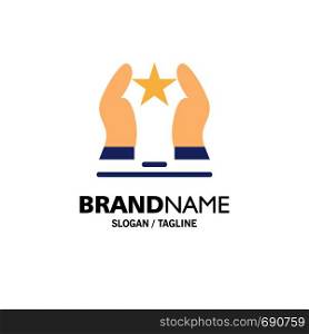 Built, Care, Motivate, Motivation, Star Business Logo Template. Flat Color