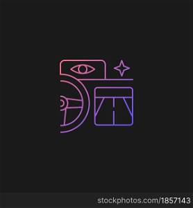 Built in night vision gradient vector icon for dark theme. Enhance driver vision at nighttime. Thermal imaging feature. Thin line color symbol. Modern style pictogram. Vector isolated outline drawing. Built in night vision gradient vector icon for dark theme