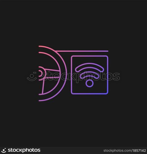 Built in wifi hotspot gradient vector icon for dark theme. Wi-Fi enabled vehicle. Internet connection capability. Thin line color symbol. Modern style pictogram. Vector isolated outline drawing. Built in wifi hotspot gradient vector icon for dark theme