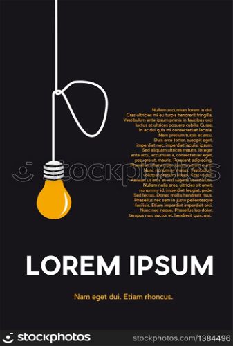 Bulb and knotted wire.Creative vector background for poster, cover book or flyer.