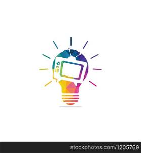 Bulb and television logo design. Creative Television program ideas.