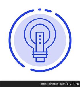 Bulb, Bright, Business, Idea, Light, Light bulb, Power Blue Dotted Line Line Icon