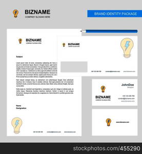 Bulb Business Letterhead, Envelope and visiting Card Design vector template