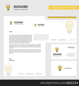 Bulb Business Letterhead, Envelope and visiting Card Design vector template