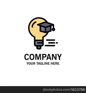 Bulb, Cap, Education, Graduation Business Logo Template. Flat Color