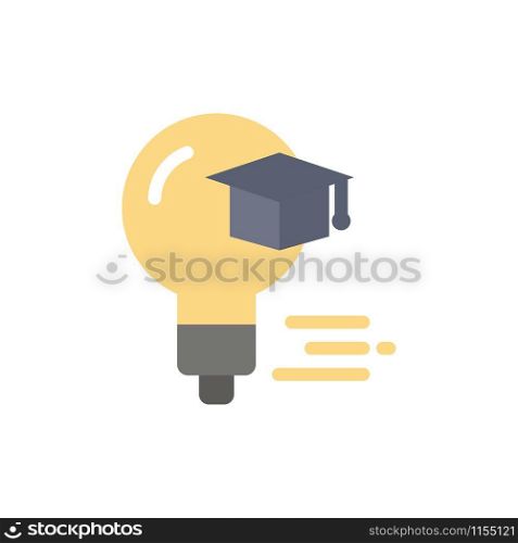 Bulb, Cap, Education, Graduation Flat Color Icon. Vector icon banner Template