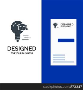 Bulb, Cap, Education, Graduation Grey Logo Design and Business Card Template