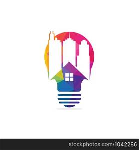 Bulb city logo design. Building Idea logo template, Modern Bulb City logo designs concept.