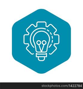 Bulb cog wheel icon. Outline bulb cog wheel vector icon for web design isolated on white background. Bulb cog wheel icon, outline style