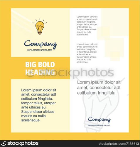 Bulb Company Brochure Title Page Design. Company profile, annual report, presentations, leaflet Vector Background