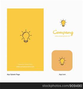 Bulb Company Logo App Icon and Splash Page Design. Creative Business App Design Elements