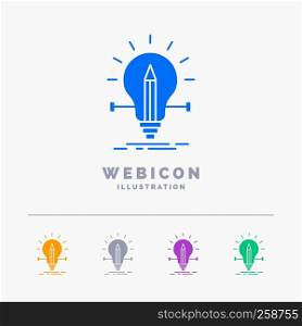 bulb, creative, solution, light, pencil 5 Color Glyph Web Icon Template isolated on white. Vector illustration