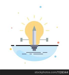 bulb, creative, solution, light, pencil Flat Color Icon Vector